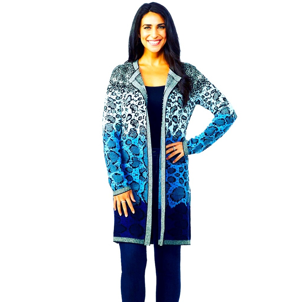 Jacquard Duster cardigan multi colored beautiful yarn smooth hand feel